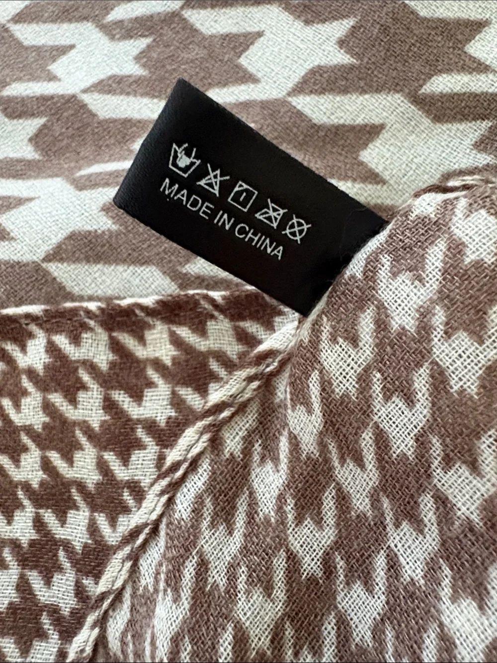 New! Beige Houndstooth Lightweight Scarf - Women’s Neutral Wrap